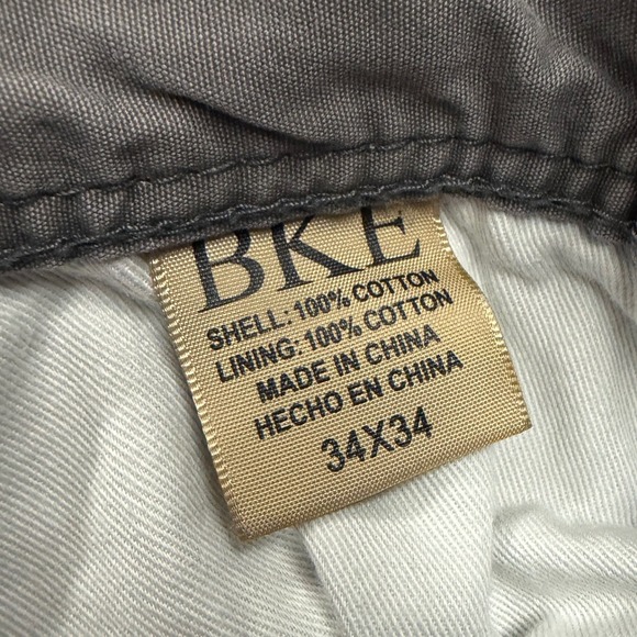 BKE Tyler Straight Leg Mens Gray 34x34 Cotton Button Zip Fly Pants Chinos - Picture 6 of 7